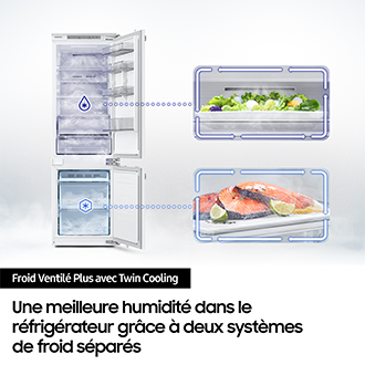 Réfrigérateur Combiné Encastrable Samsung Bespoke AI - Zone convertible - 298L - Classe E - BRB80F30AES0 Blanc