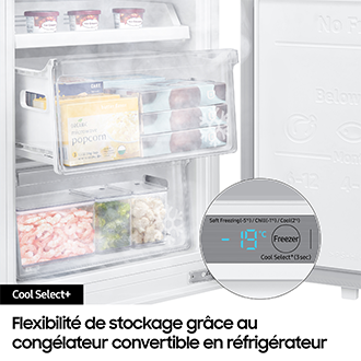 Réfrigérateur Combiné Encastrable Samsung Bespoke AI - Zone convertible - 298L - Classe E - BRB80F30AES0 Blanc
