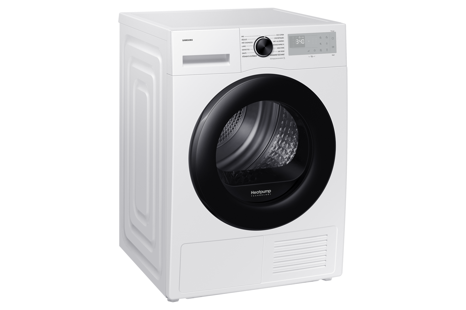 DV5000D Dryer SpaceMax™ and Hygiene Care 8kg vue de côté gauche et de face