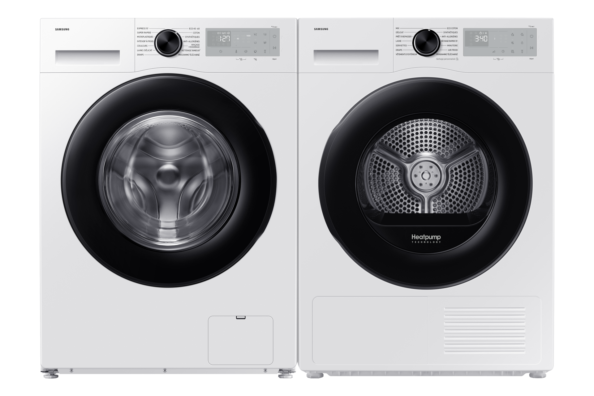 DV5000D Dryer SpaceMax™ and Hygiene Care 8kg vue de face côte à côte