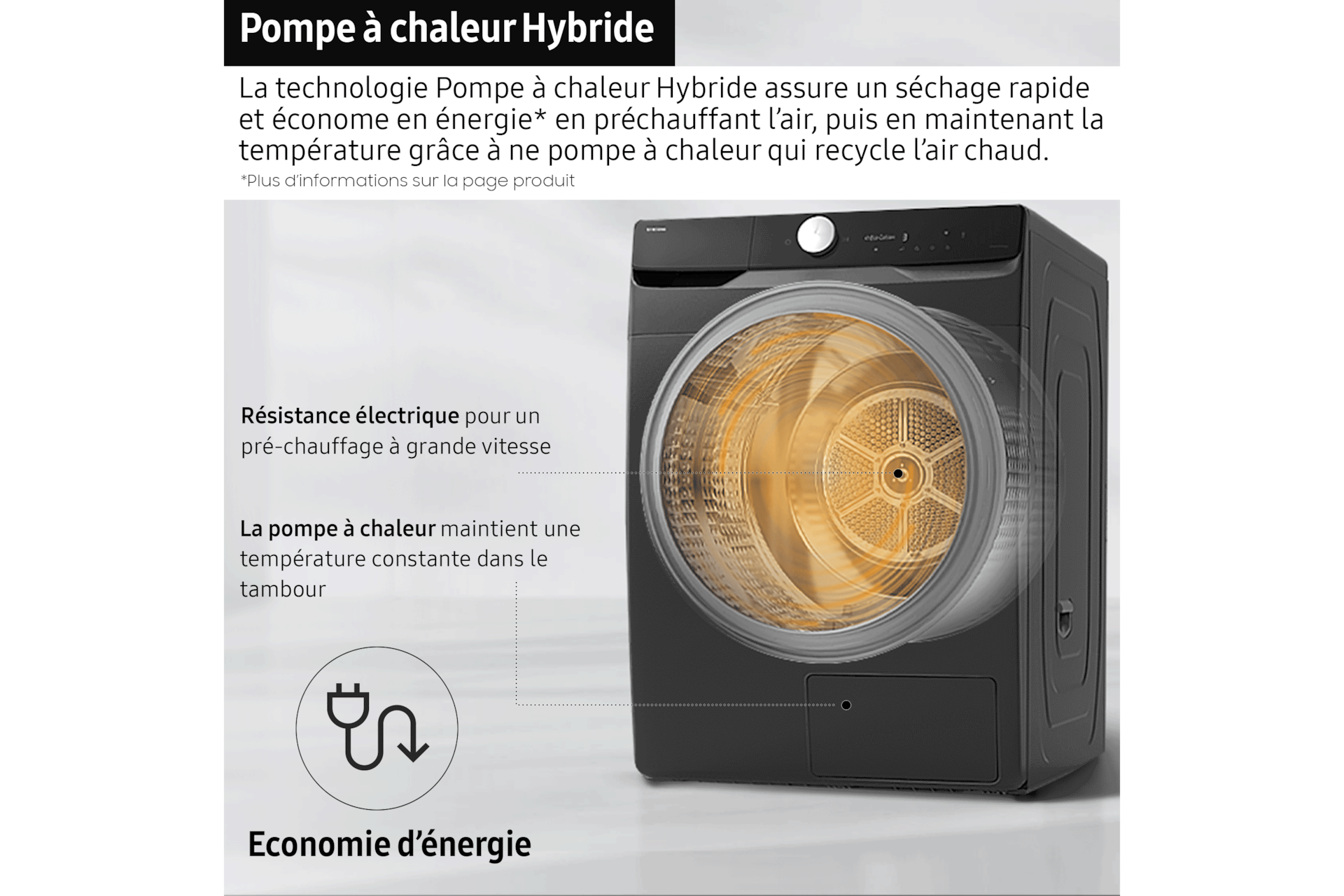Les Sèche-linge Pompe à chaleur DV5000D SpaceMax™ & Hygiene Care Blanc 8 kg DV80DG52B0AHEF de profil