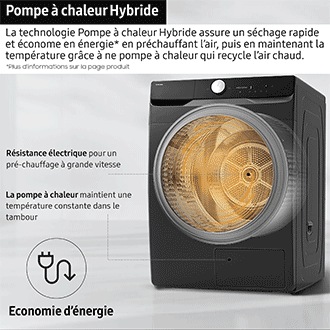 Les Sèche-linge Pompe à chaleur DV5000D SpaceMax™ & Hygiene Care Blanc 8 kg DV80DG52B0AHEF de profil