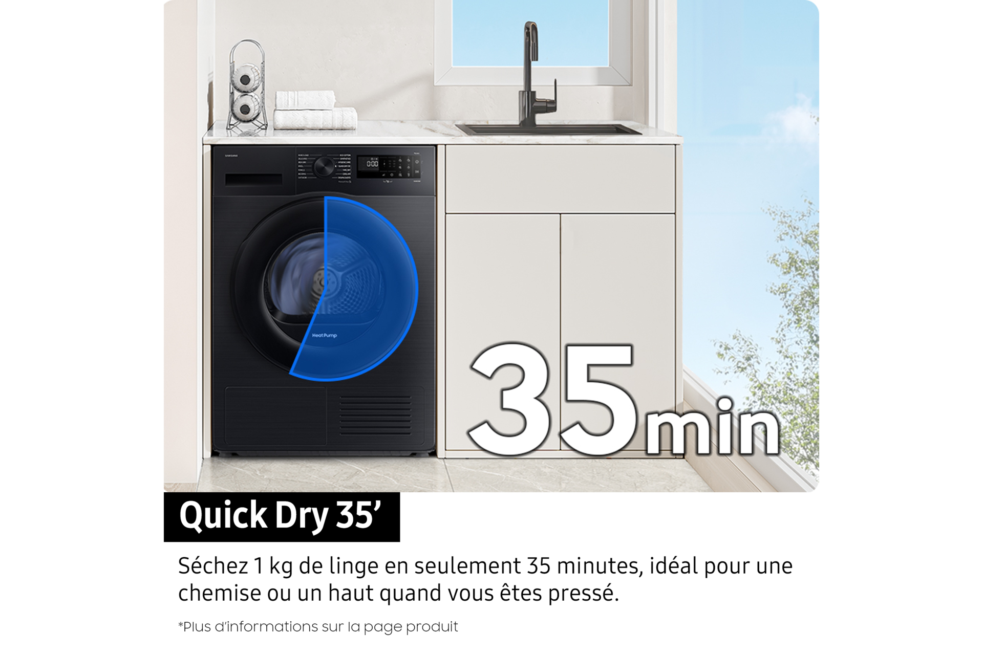 Sèche-linge OptimalDry 9kg Noir