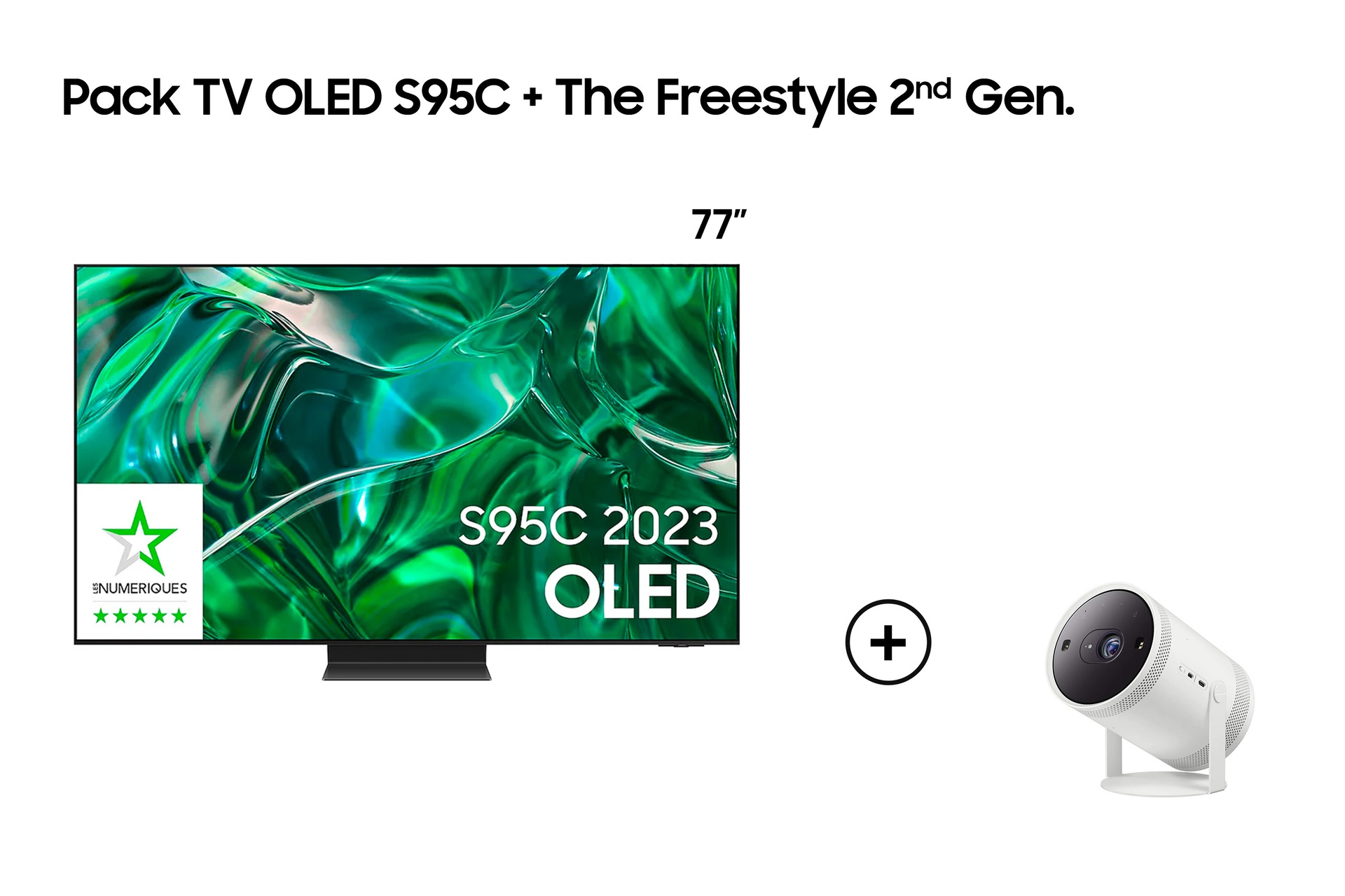 Pack TV OLED 77'' S95C + Projecteur The Freestyle 2nd Gen Samsung FR