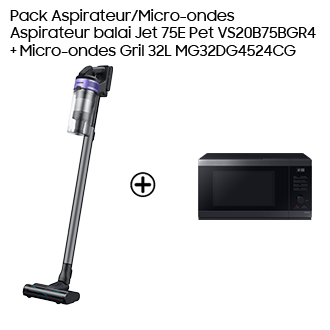 Pack Jet 75E Pet Aspirateur balai + Micro-ondes Gril 32L Noir