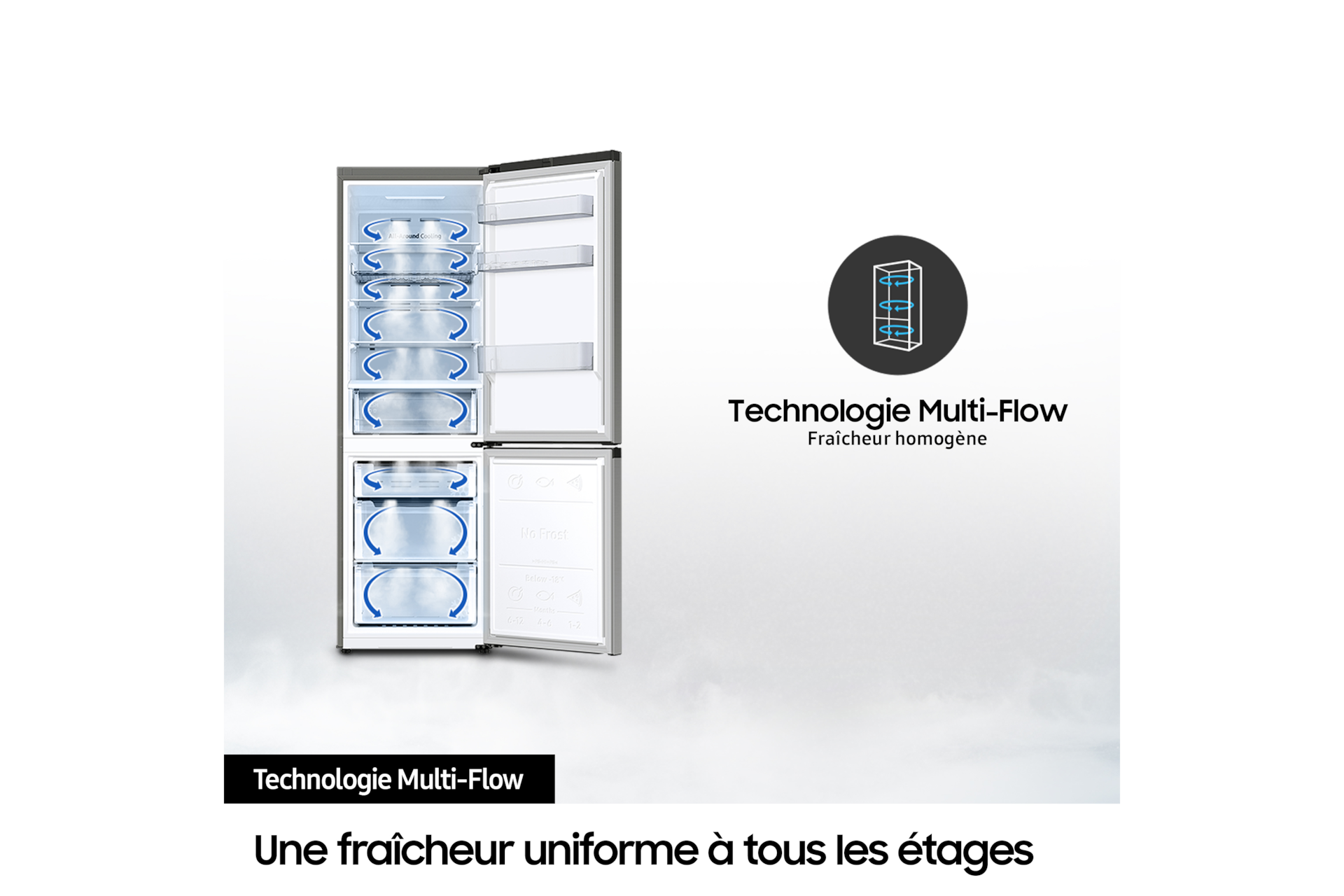 Pack Lave-linge Ecobubble 11kg + Refrigerateur combine encastrable - E Phantom Black