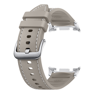 Vue attachée de face du bracelet hybride premium pour Galaxy Watch8 Series Taupe