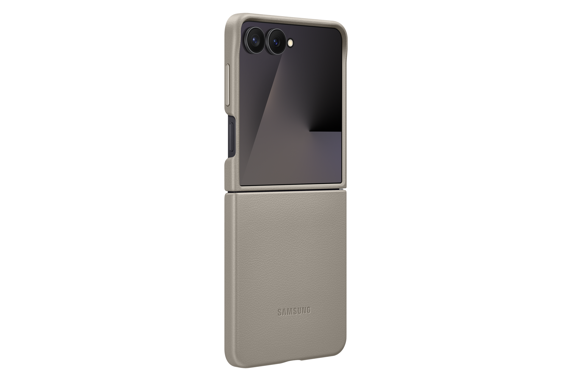 Dos vue de droite de la coque Premium pour Galaxy Z Flip7 Taupe