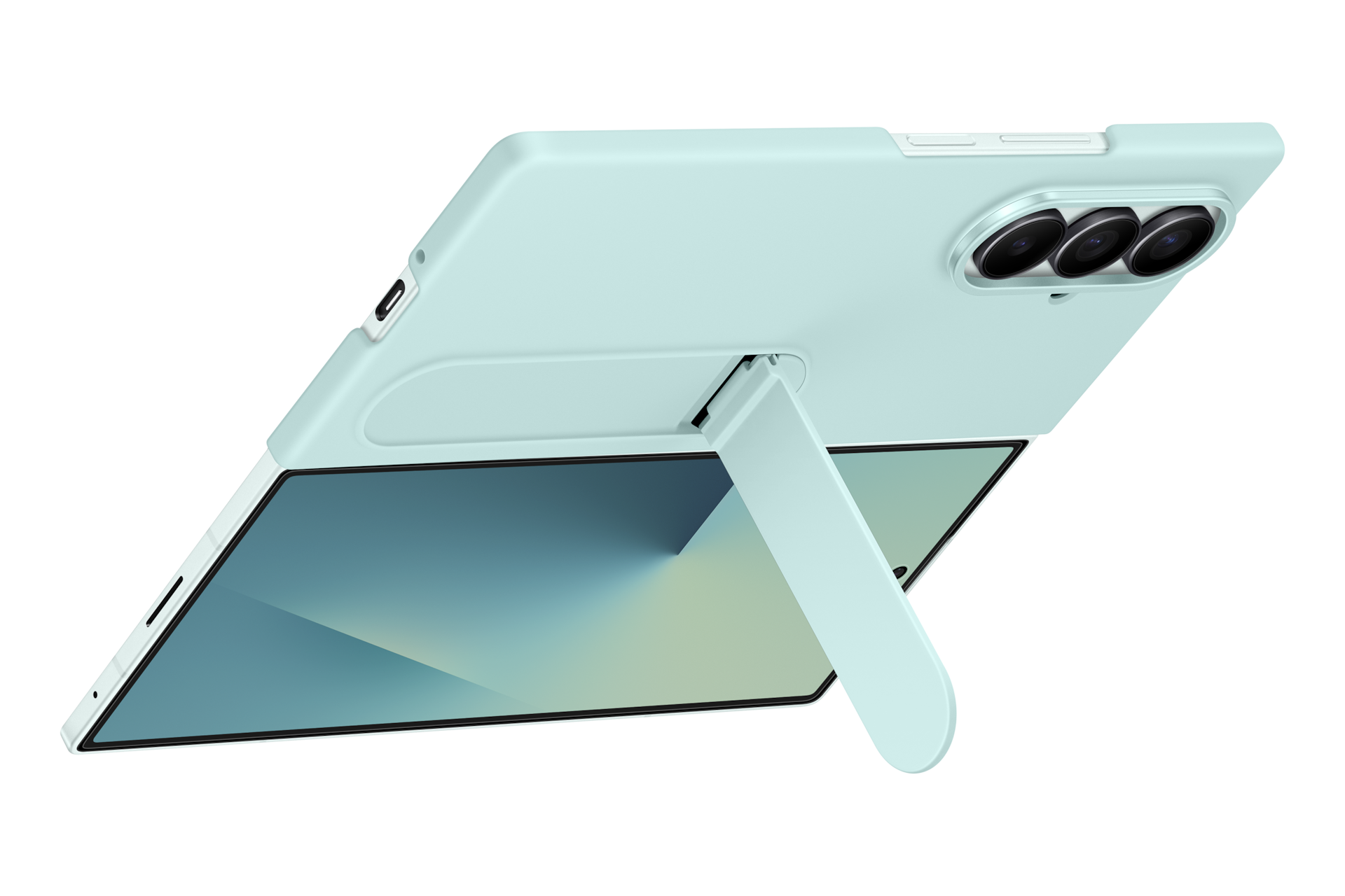 Coque silicone avec support pour Galaxy Z Fold7 Vert deau