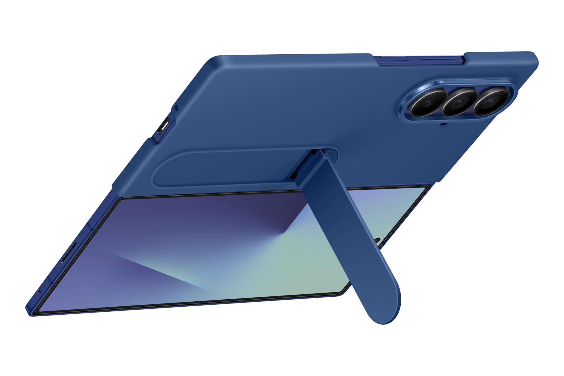 Coque  silicone avec support pour Galaxy Z Fold7 Bleu Nuit