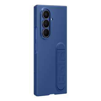 Profil gauche de la coque silicone avec support pour Galaxy Z Fold7 Bleu Nuit
