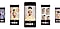 1. Le Galaxy A52s 5G vu de face. De chaque côté du téléphone se trouvent quatre représentations totales de l'écran. Sur chaque écran, l'option du mode Fun sélectionnée dans l'application Appareil photo s'affiche, et montre les cinq différents objectifs disponibles. De gauche à droite : Neon Body, Happy Birthday, Golden Crown, White Frame et Neon Frame. Dans le téléphone au centre, nous voyons une femme prenant un selfie et utilisant l'objectif Snapchat Golden Crown, qui met une couronne dorée ornée sur le dessus de sa tête.