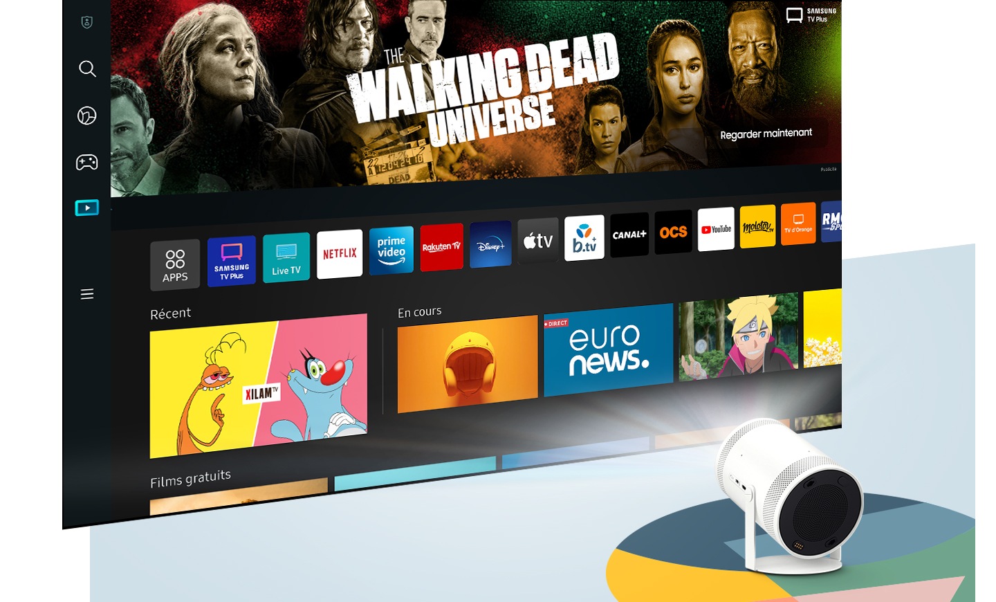 The Freestyle casts the Smart TV GUI full of apps and shows.