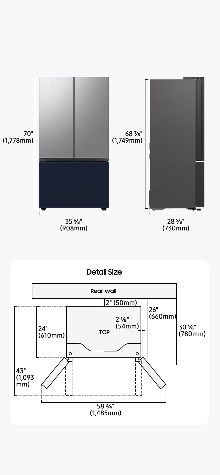 RÉFRIGÉRATEUR MULTI PORTES 674L INOX/GRIS - SAMSUNG - RF24BB660EQLEF