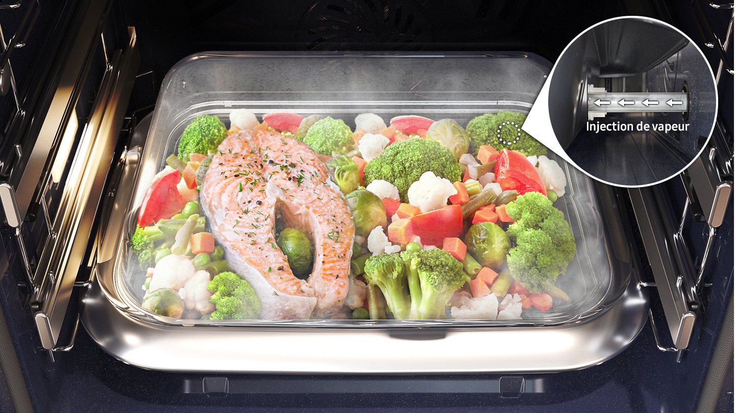 Cuisson d'un plat en 100% vapeur dans la cloche