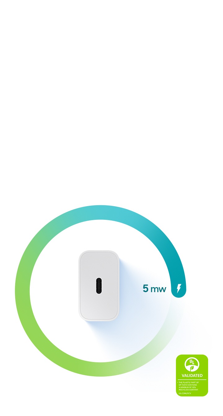 Un adaptateur secteur 25W blanc est montré sur le côté avec le port USB-C. L'adaptateur est entouré d'un anneau qui montre une icône Thunderbolt ainsi qu'un texte indiquant 
