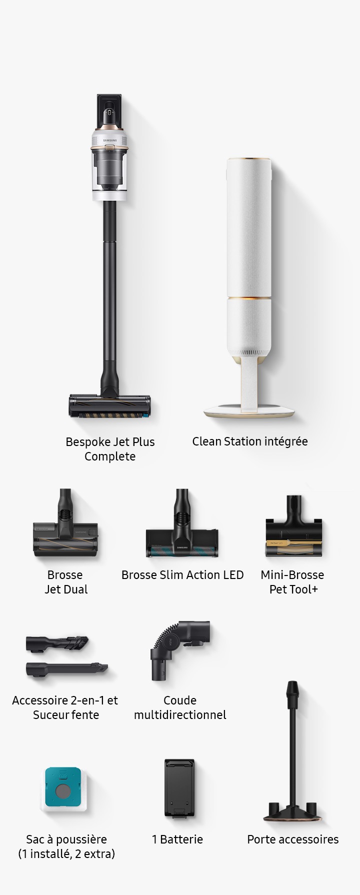 Aspirateur balai BESPOKE Jet Plus Complete VS20B95C43W Samsung FR