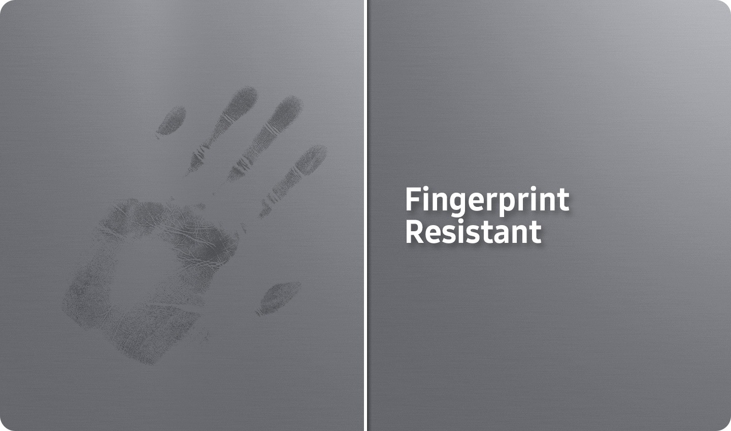 On the left is an image showing fingerprints on a surface, while on the right is the fingerprint-resistant RF5000C.