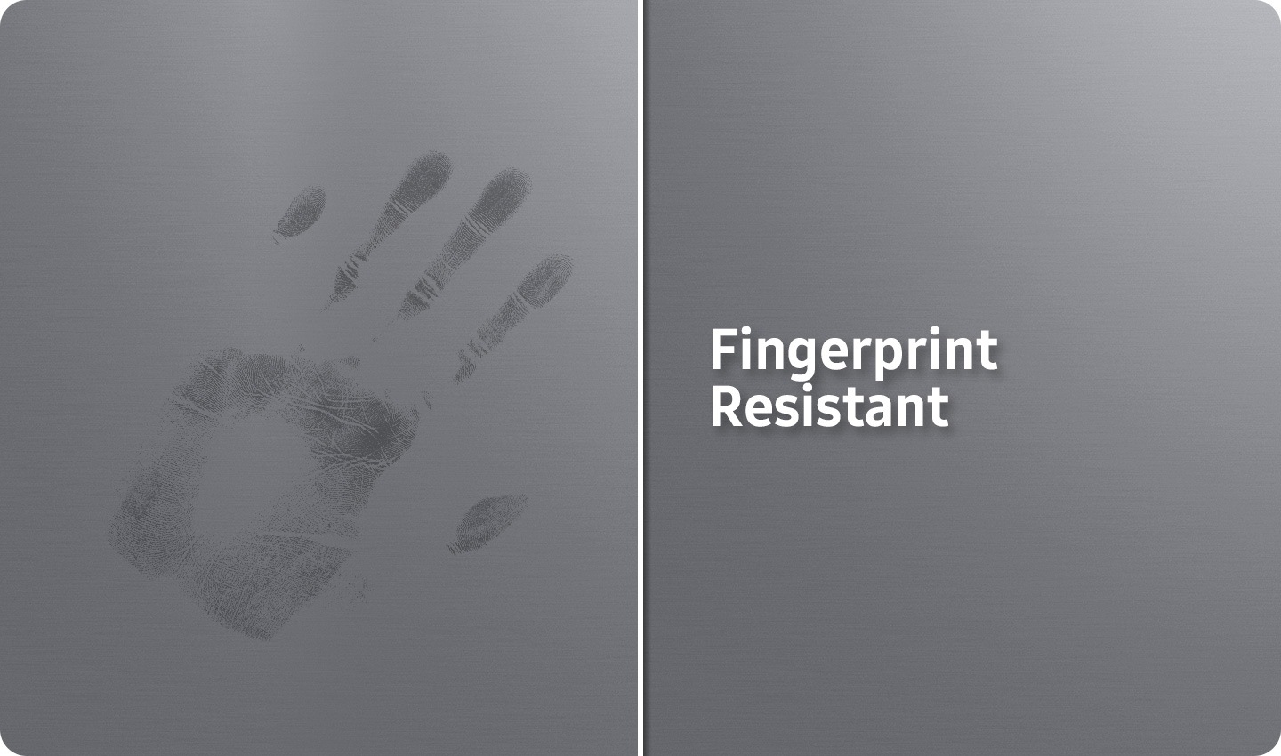 On the left is an image showing fingerprints on a surface, while on the right is the fingerprint-resistant RF5000C.