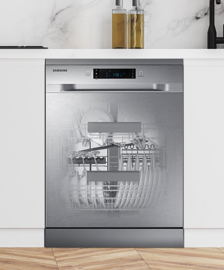 Showing the inside of the dishwasher