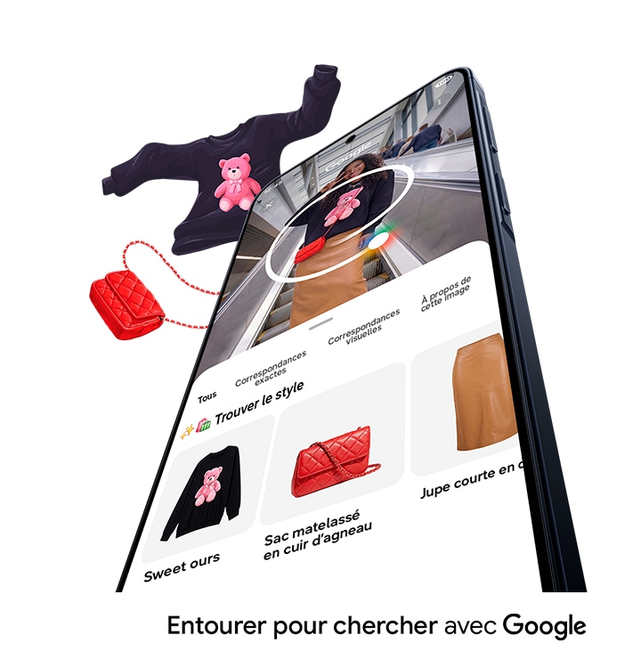 Repérez un look qui vous inspire et trouvez chaque pièce en un clin d’œil. Du haut jusqu’aux chaussures, il vous suffit d’entourer l’élément sur votre écran pour tout identifier en une seule recherche. Trouvez votre prochain coup de cœur sans même quitter ce que vous étiez en train de faire.