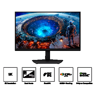   Écran Gaming Samsung Odyssey G8 – Dual Mode G80HF 5K 180Hz / QHD 360Hz Noir