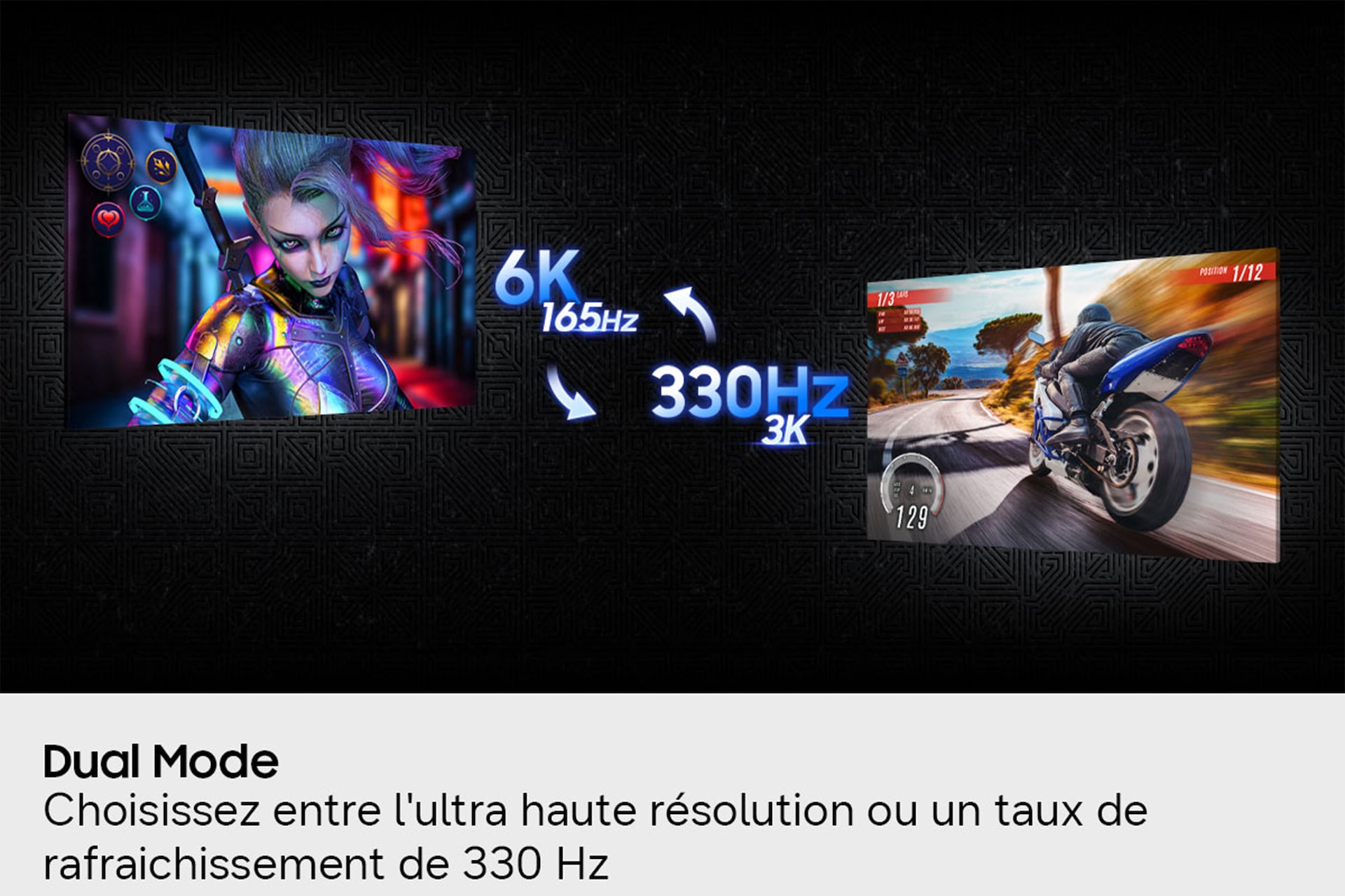 32’’ Ecran Gaming Odyssey G8 G80HS Dual Mode 6K 165Hz / 3K 330Hz Noir