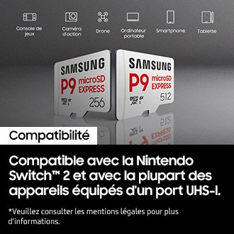 Carte microSD P9 Express 256 Go Blanc