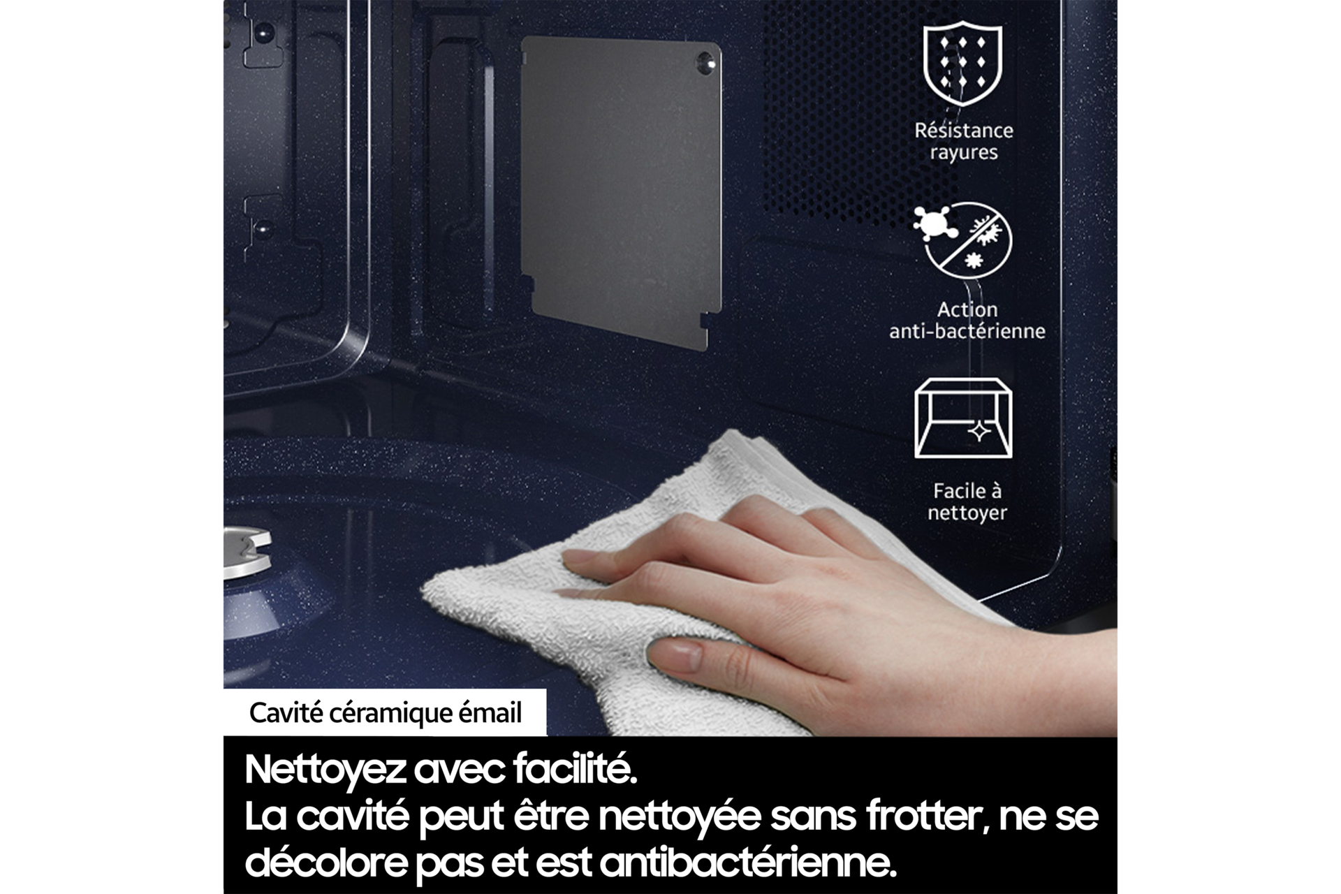 Micro-ondes combiné Samsung 32L - Air Fry - Arrêt plateau tournant - Désodorisation - Blanc - 900W - Plat croustilleur & Cocotte vapeur - MC32DB7746KE White