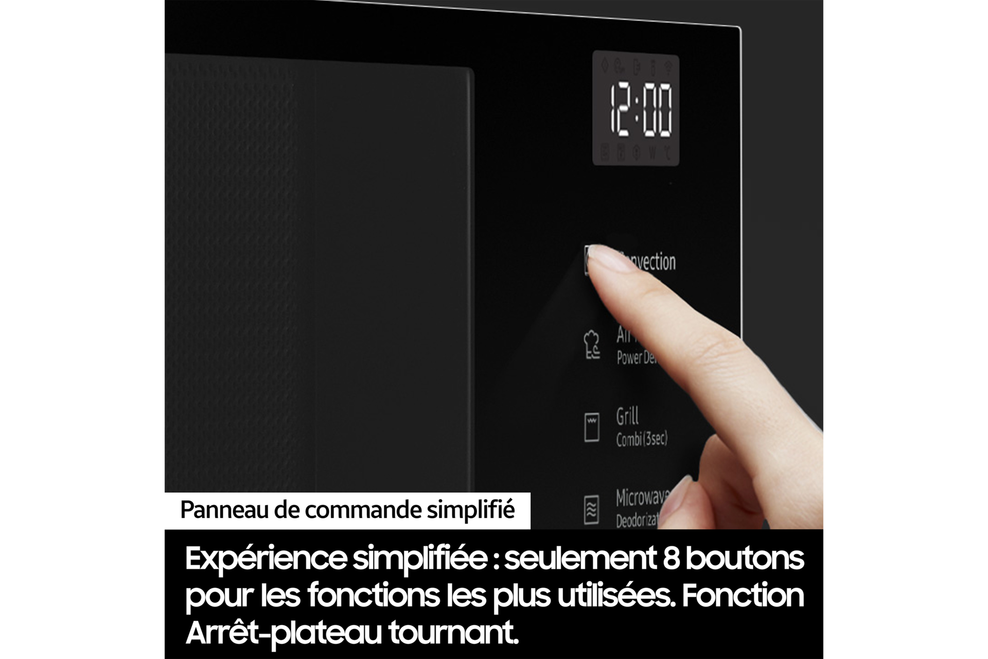 Micro-ondes combiné Samsung 32L - Air Fry - Arrêt plateau tournant - Désodorisation - Blanc - 900W - Plat croustilleur & Cocotte vapeur - MC32DB7746KE White
