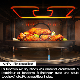 Micro-ondes combiné Samsung 32L - Air Fry - Arrêt plateau tournant - Désodorisation - Blanc - 900W - Plat croustilleur & Cocotte vapeur - MC32DB7746KE White