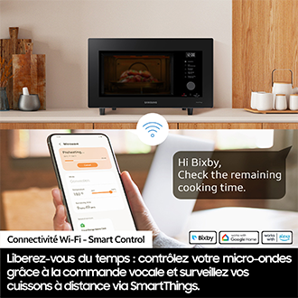 Micro-ondes combiné Samsung 32L - Air Fry - Arrêt plateau tournant - Désodorisation - Blanc - 900W - Plat croustilleur & Cocotte vapeur - MC32DB7746KE White