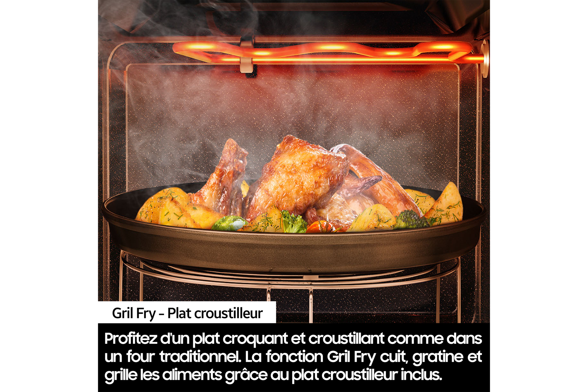 Micro-ondes gril Samsung 20L - Gril Fry - Home Dessert - Inox - 850W - Plat croustilleur - MG20A7013CT Gray