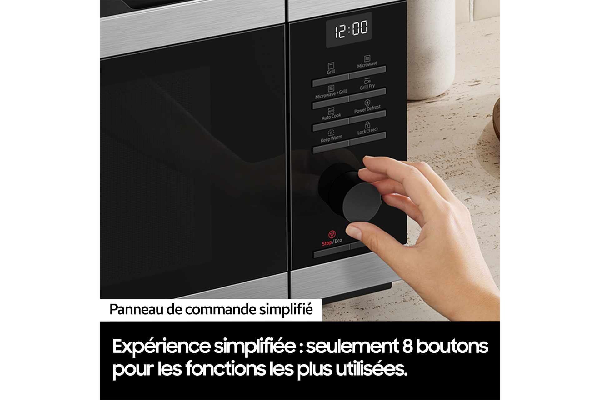 Micro-ondes gril Samsung 32L - Gril Fry - Home Dessert - Désodorisation - Inox noir - 900W - Plat croustilleur - MG32DG4524CG Black