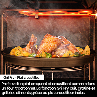 Micro-ondes gril Samsung 32L - Gril Fry - Home Dessert - Désodorisation - Inox noir - 900W - Plat croustilleur - MG32DG4524CG Black