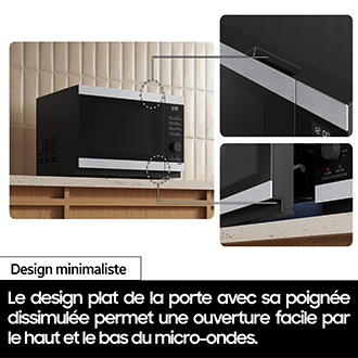 Micro-ondes gril Samsung 32L - Gril Fry - Home Dessert - Désodorisation - Inox noir - 900W - Plat croustilleur - MG32DG4524CG Black