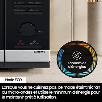 Micro-ondes solo Samsung 23L - Désodorisation - Noir - 800W - MS23K3515AK Noir