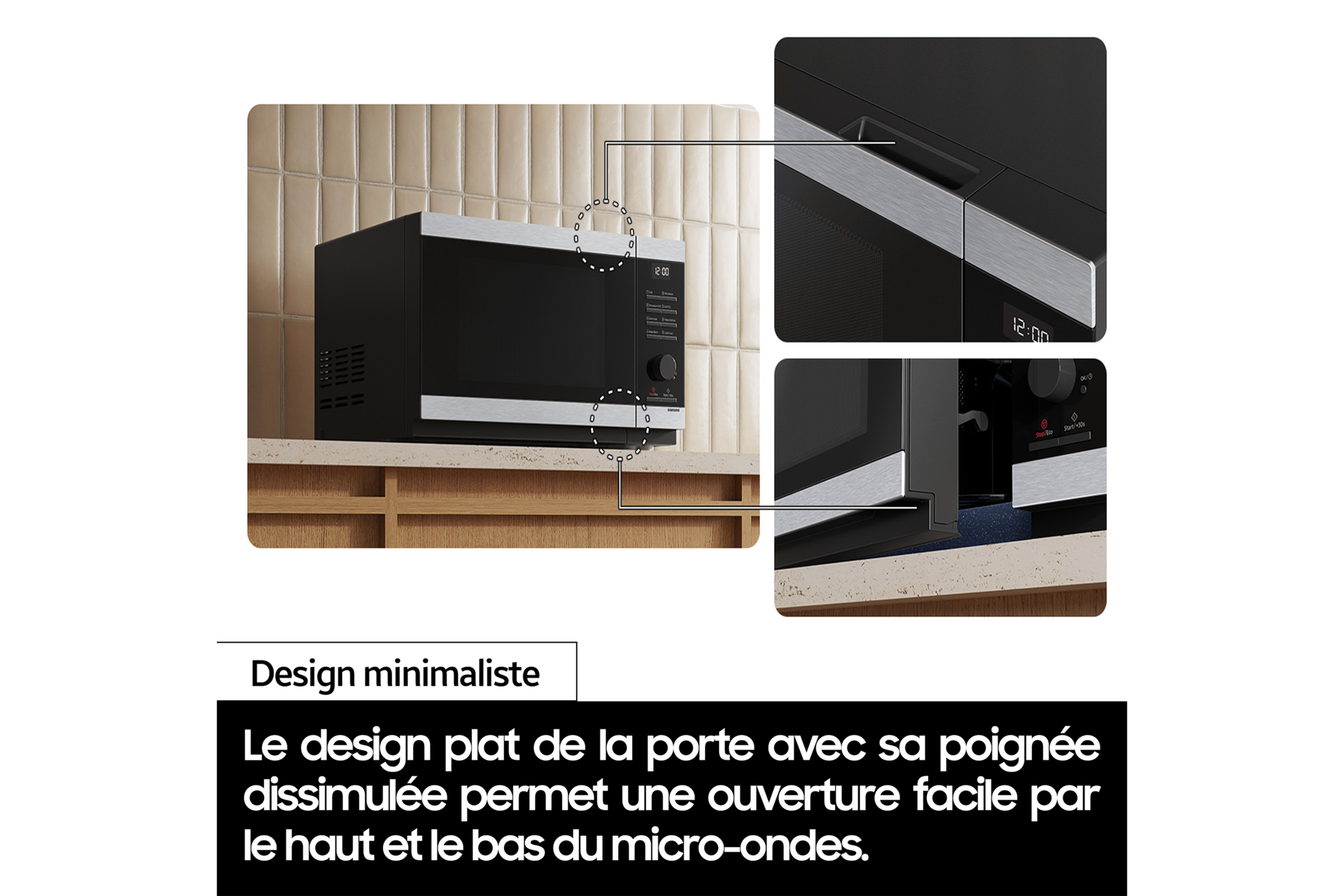 Micro-ondes solo Samsung 32L - Home Dessert- Désodorisation - Inox noir - 1000W - Cocotte vapeur - MS32DG4504AG Black