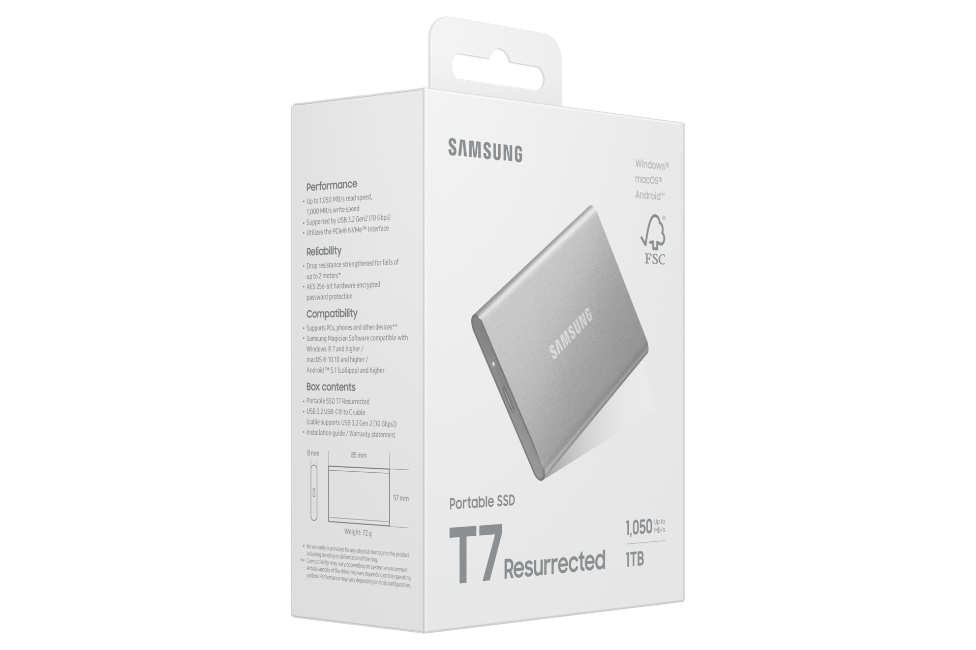 SSD Externe T7 Resurrected PKG-L-Perspective Silver 