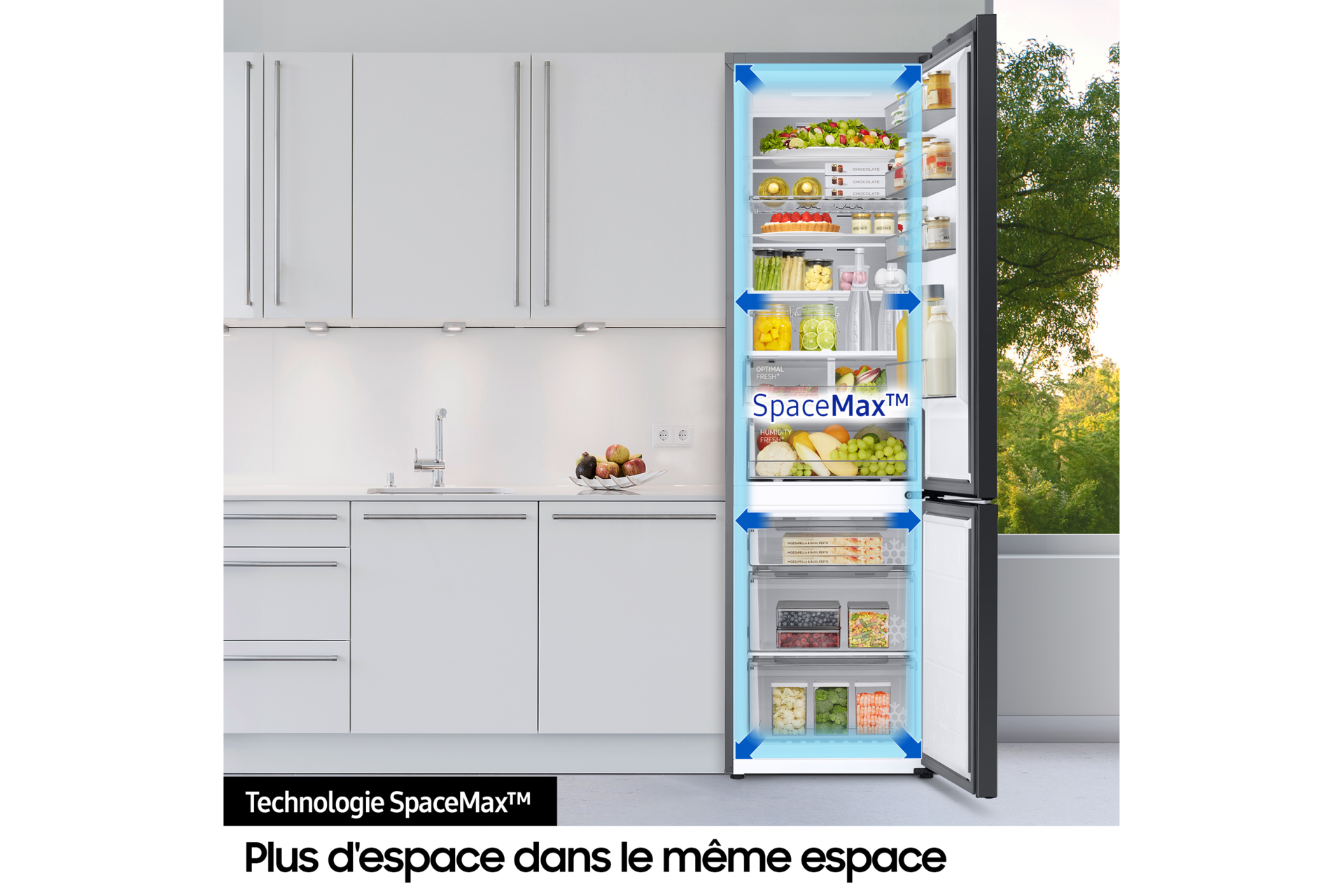 Réfrigérateur Combiné Samsung - Metal Grey-  No Frost : élimine l'accumulation de glace - 344L - Classe E -RB33B612ESA Silver