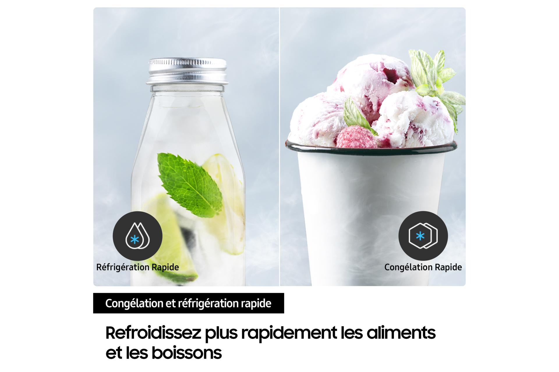 Réfrigérateur Combiné Samsung Bespoke AI - Noir-  No Frost : élimine l'accumulation de glace - 344L - Classe E -RB34C600EBN Noir