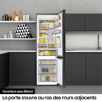 Réfrigérateur Combiné Samsung Bespoke AI - Noir-  No Frost : élimine l'accumulation de glace - 344L - Classe E -RB34C600EBN Noir