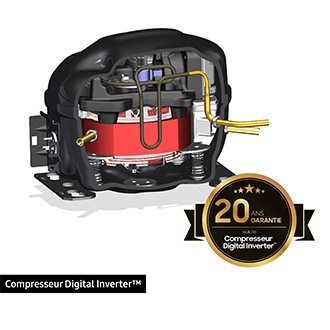 Réfrigérateur Combiné Samsung Bespoke AI - Carbone-  Connecté - 390L - Classe E -RB38C600EB1 Noir