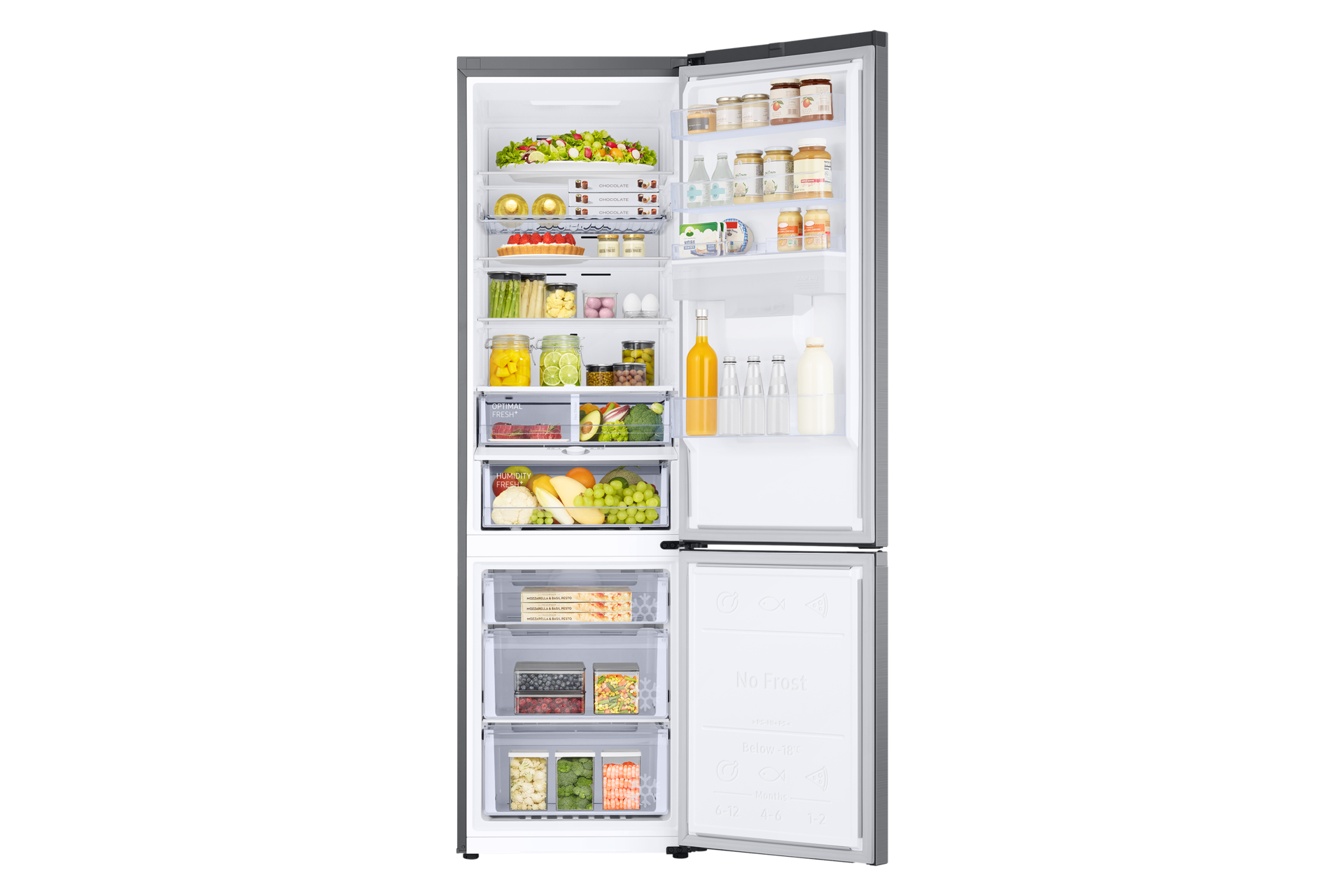 Bespoke AI Réfrigérateur Combiné Space Max 386L Front-Open-with-food Silver 