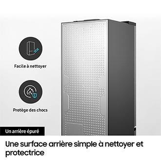 Réfrigérateur Combiné Samsung Bespoke AI - Clayette Porte- 390L - Classe E -RB38C672ESA Silver