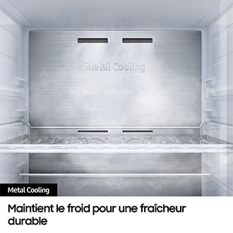 Réfrigérateur Combiné Samsung Bespoke AI - Platinum Inox-  Connecté - 390L - Classe D -RB38C7B5DS9 Refined Inox