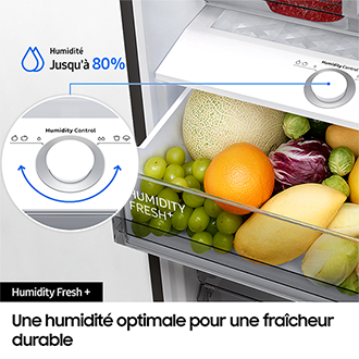 Réfrigérateur Combiné Samsung Bespoke AI - Platinum Inox-  Connecté - 390L - Classe D -RB38C7B5DS9 Refined Inox