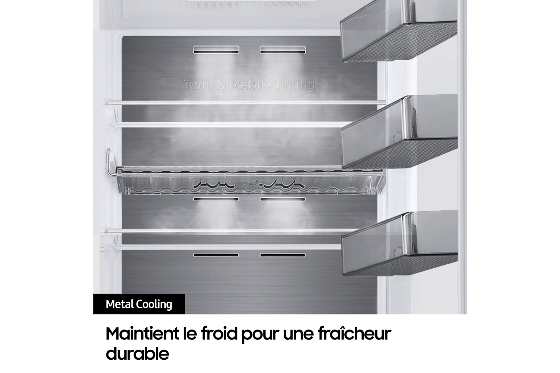 Réfrigérateur Combiné Samsung Bespoke AI - Platinum Inox-  Connecté - 387L - Classe A -RB38C7B6AS9 Silver