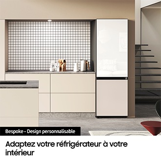 Réfrigérateur Combiné Samsung Bespoke AI - Platinum Inox-  Connecté - 387L - Classe A -RB38C7B6AS9 Silver