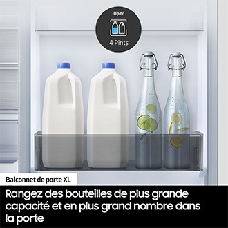 Réfrigérateur Combiné Samsung Bespoke AI - Platinum Inox-  Connecté - 387L - Classe A -RB38C7B6AS9 Silver